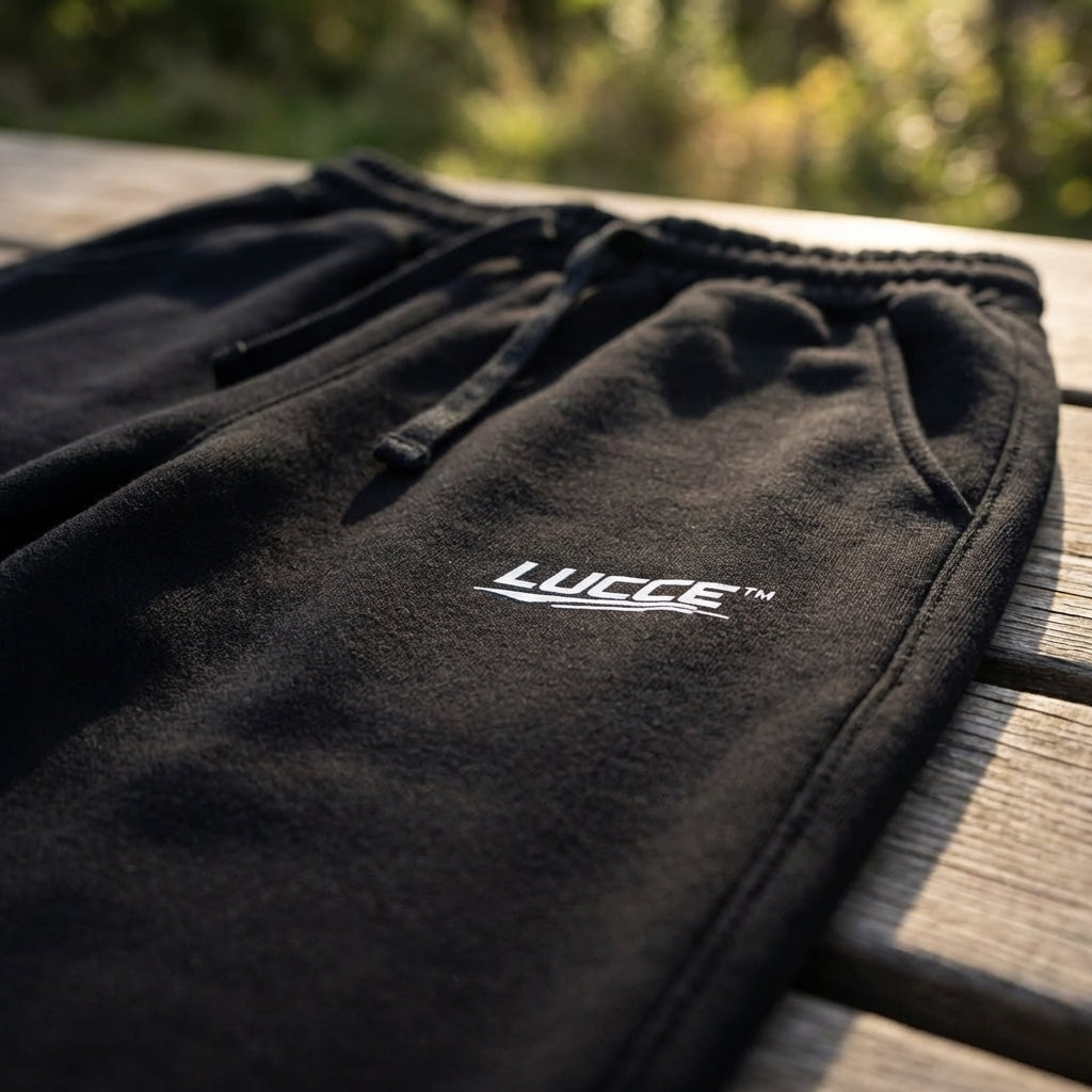Close-up of Lucce™ Pants highlighting rich fabric texture, stitching, and subtle weave with natural outdoor lighting.